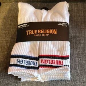 True Religion White and Red Athletic Socks
